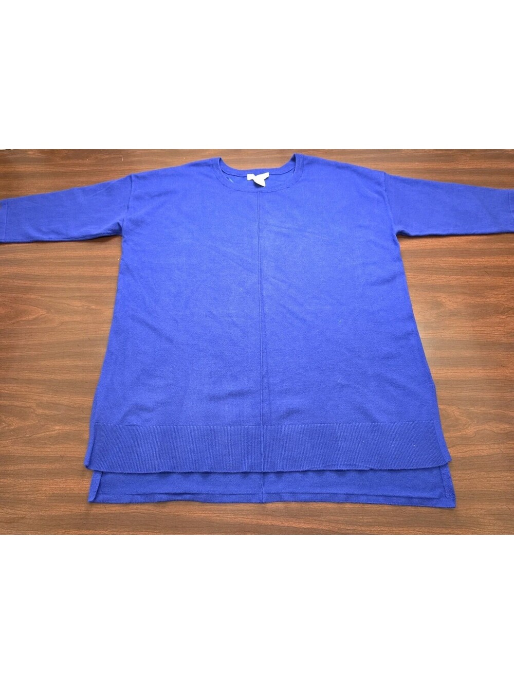 Cynthia Rowley Royal Blue Knit Tunic Sweater 2X Split Hem Minimalist Comfort Top